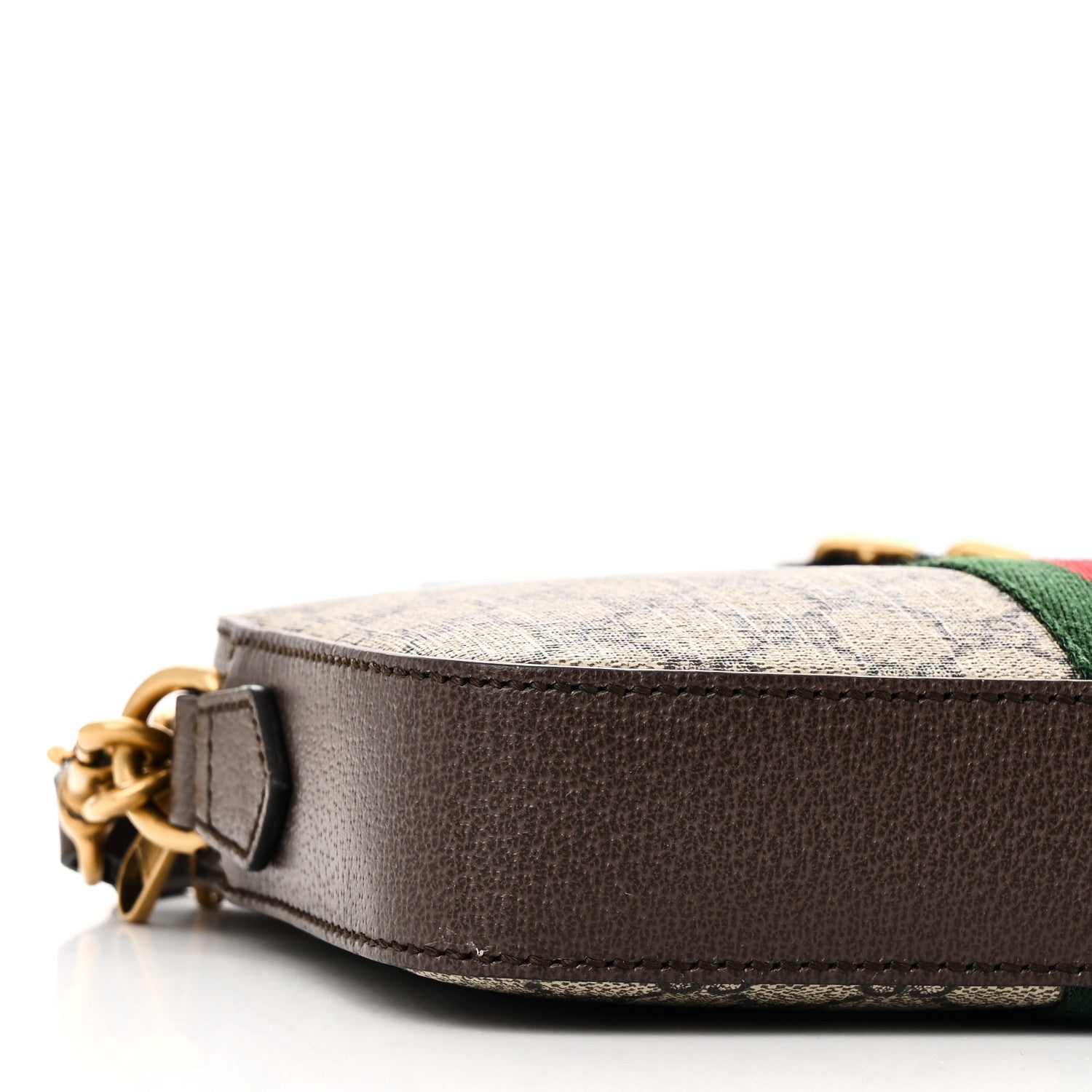 Gucci GG Supreme Monogram Textured Dollar Calfskin Web Ophidia Wristlet Shoulder Bag Beige Ebony New Acero 9 of 10