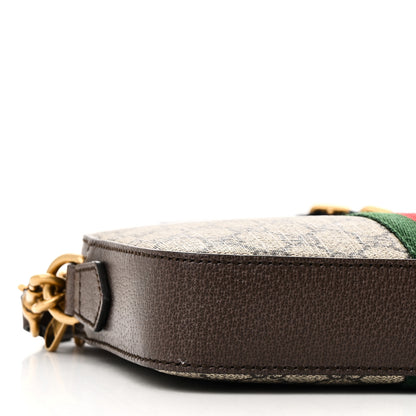 Gucci GG Supreme Monogram Textured Dollar Calfskin Web Ophidia Wristlet Shoulder Bag Beige Ebony New Acero 9 of 10