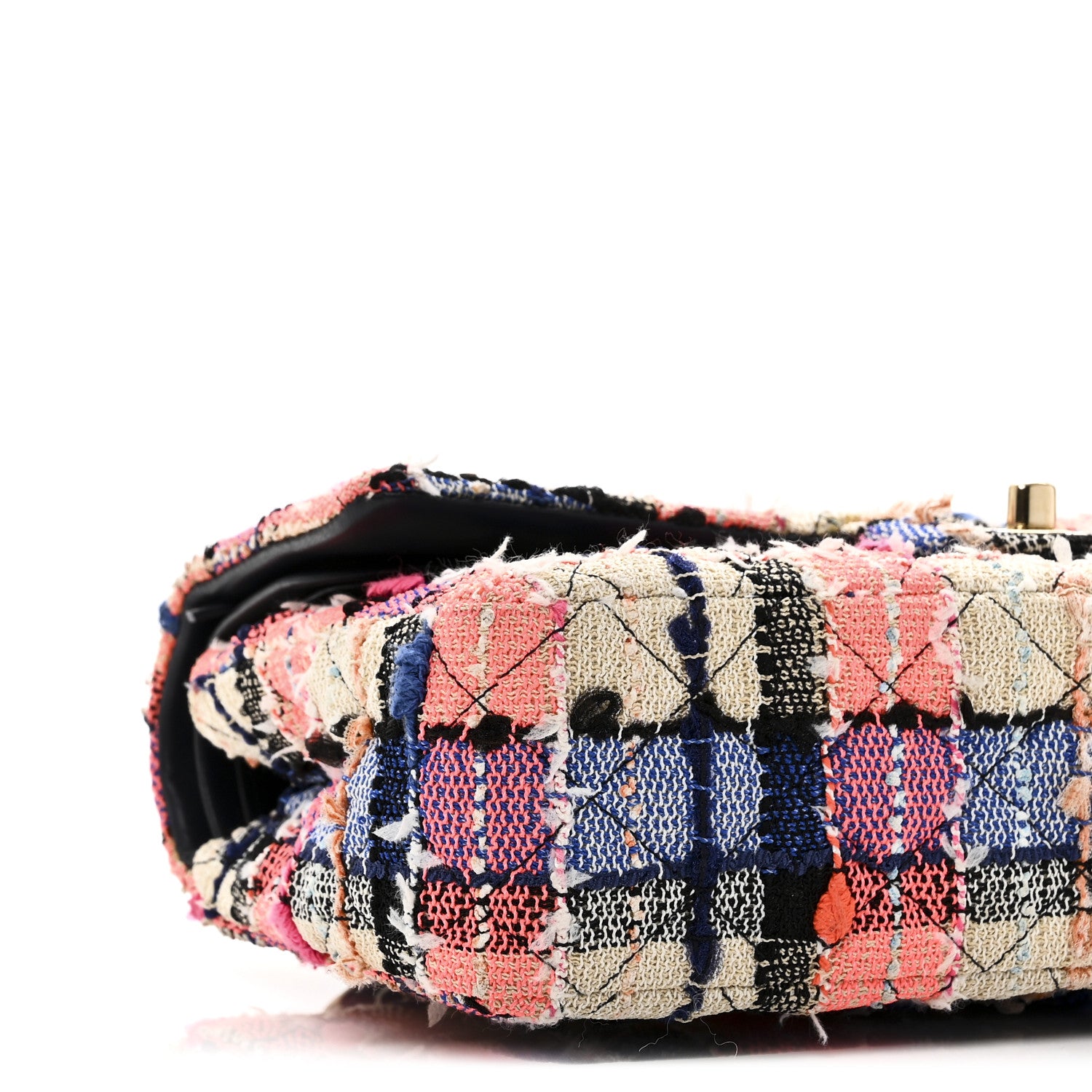 Chanel Tweed Quilted Medium Double Flap Blue Orange Yellow 9 of 10