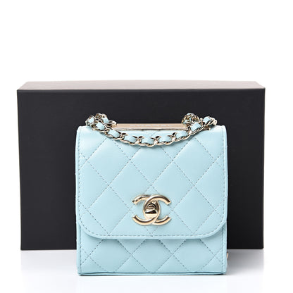 Chanel Lambskin Quilted Mini Trendy CC Chain Wallet Light Blue 11 of 11