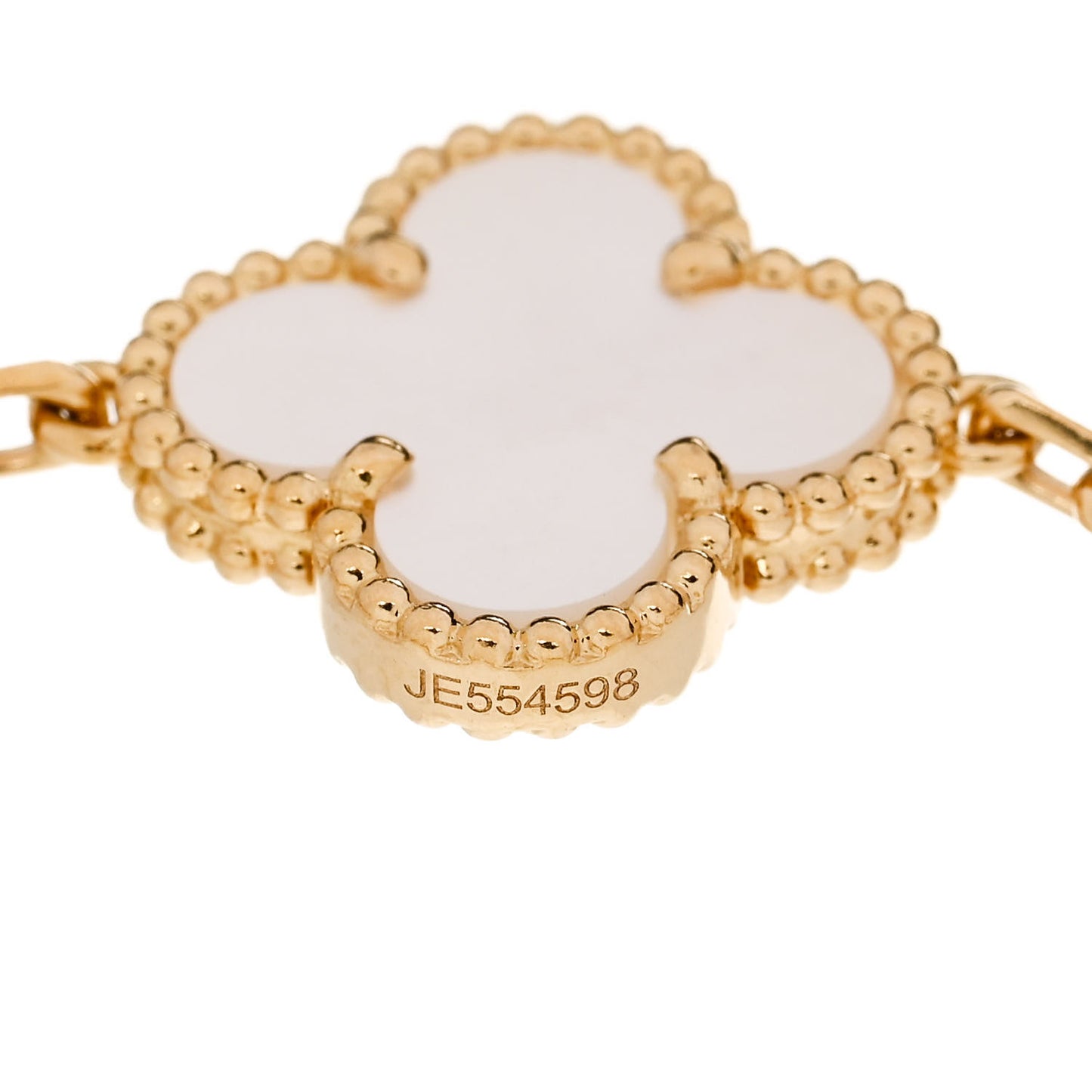 VAN CLEEF & ARPELS 18K Yellow Gold Mother of Pearl 5 Motifs Vintage Alhambra Bracelet