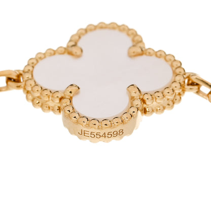 Van Cleef & Arpels VAN CLEEF & ARPELS 18K Yellow Gold Mother of Pearl 5 Motifs Vintage Alhambra Bracelet 4 of 4