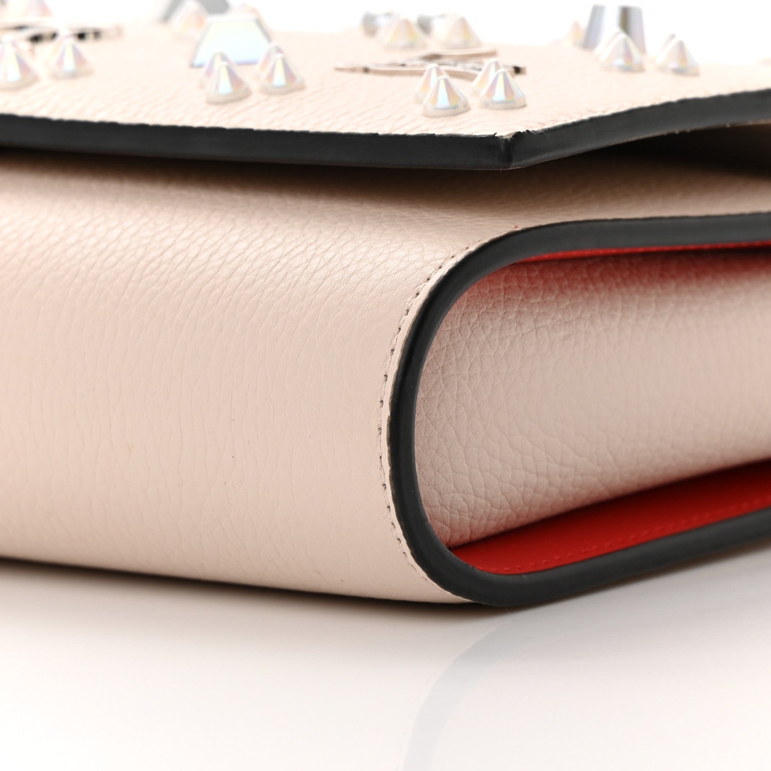 Christian Louboutin Grained Calfskin Spikes Loubinthesky Paloma Clutch Leche 11 of 15