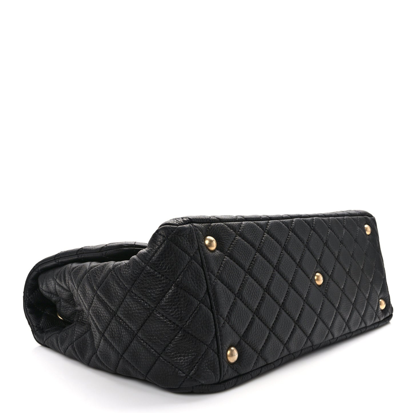 Calfskin Quilted XXL Travel Flap Bag Black