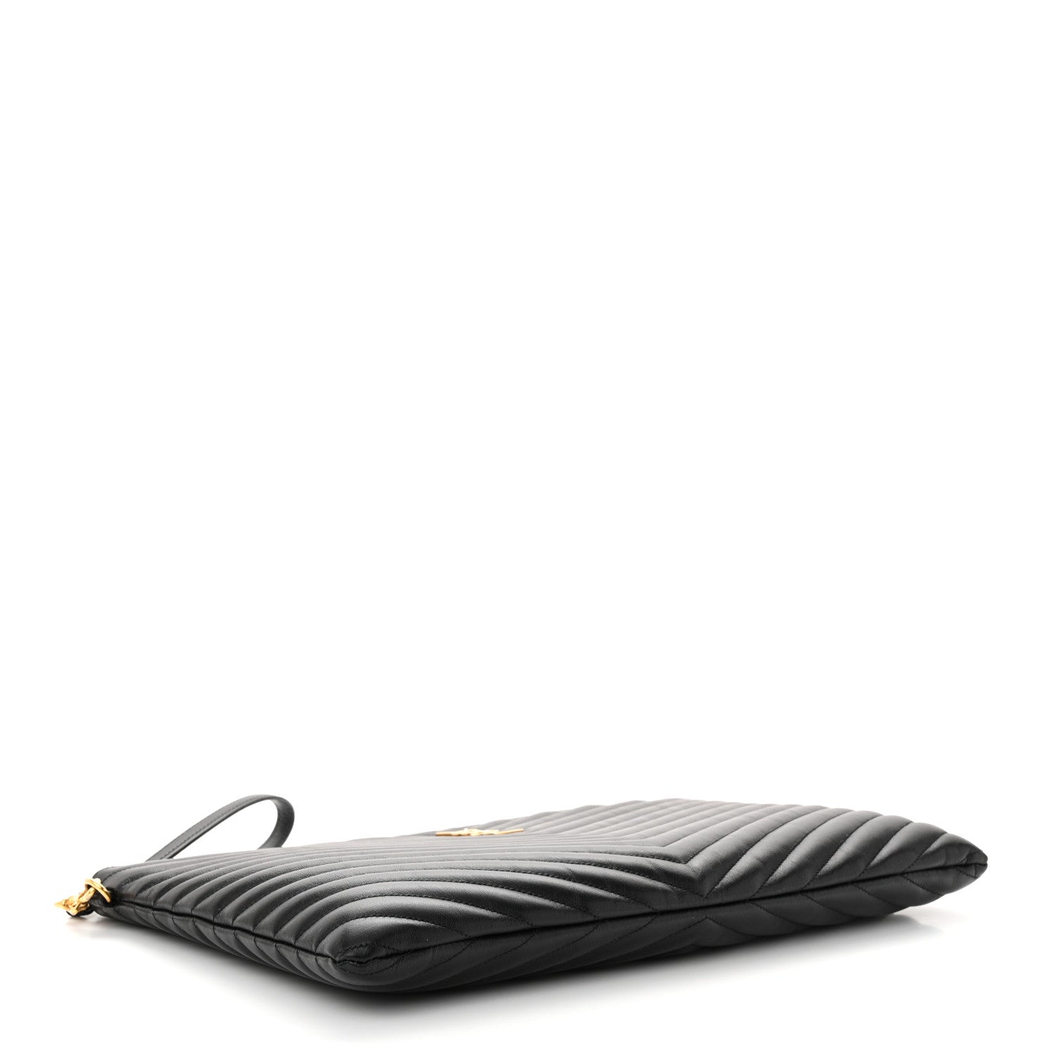 Saint Laurent Calfskin Matelasse Chevron Monogram Document Holder Black 4 of 15