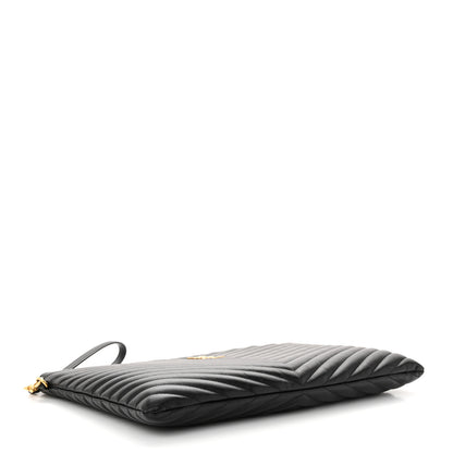 Saint Laurent Calfskin Matelasse Chevron Monogram Document Holder Black 4 of 15