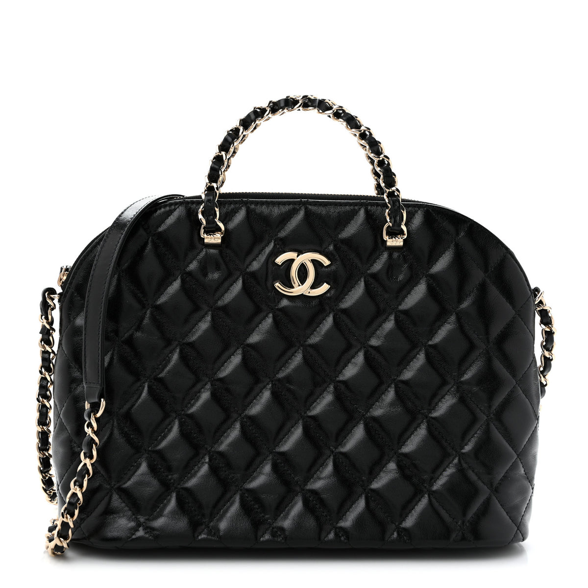 Chanel Shiny Lambskin Quilted Shiny Coco Small Shopping Bag  Black 1 of 11