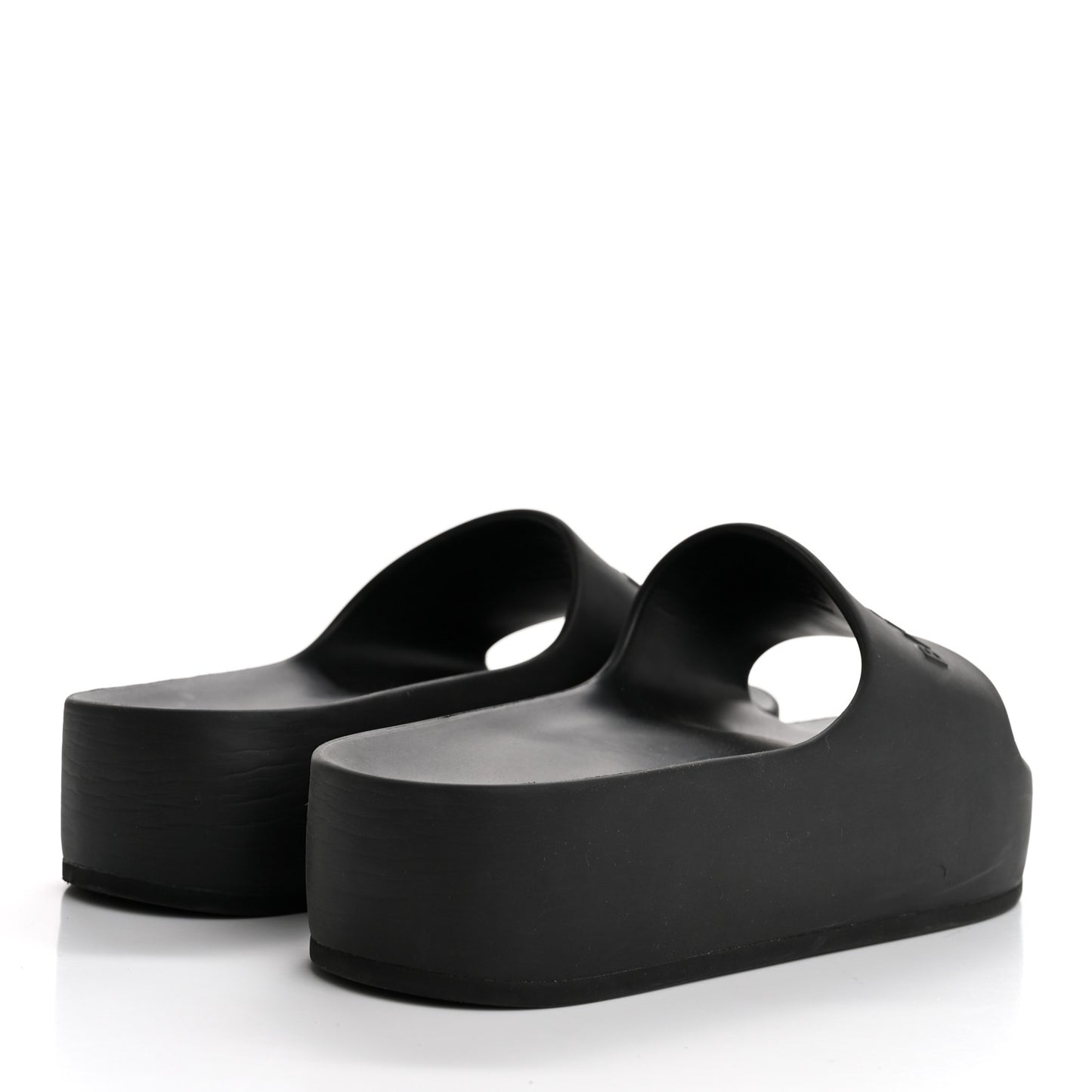 Rubber Chunky Platform Slide Sandals 35 Black