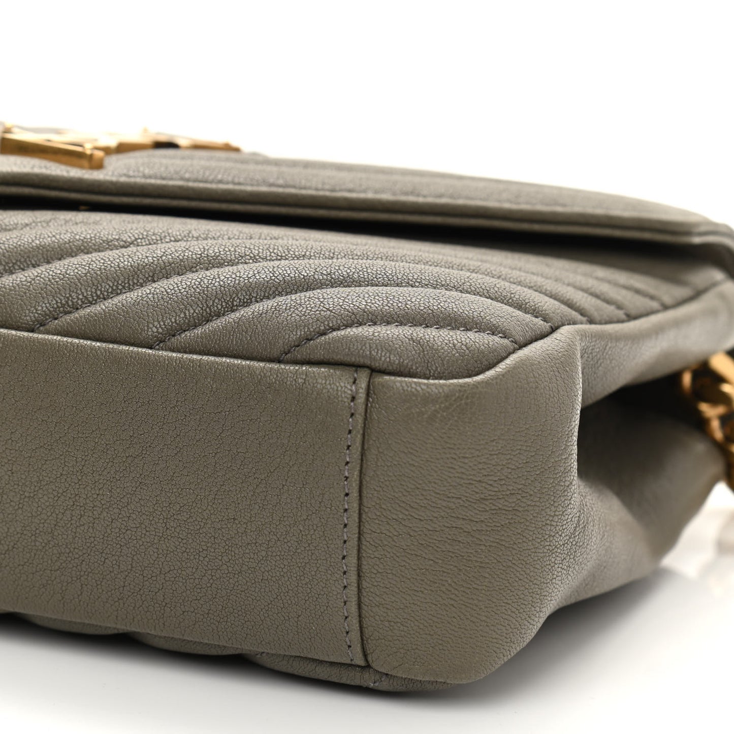 Sheepskin Matelasse Chevron Monogram Medium College Bag Seaweed