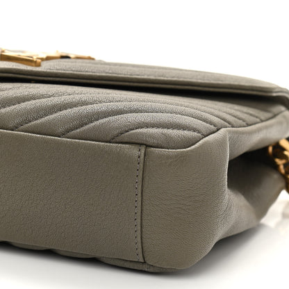 Saint Laurent Sheepskin Matelasse Chevron Monogram Medium College Bag Seaweed 9 of 10