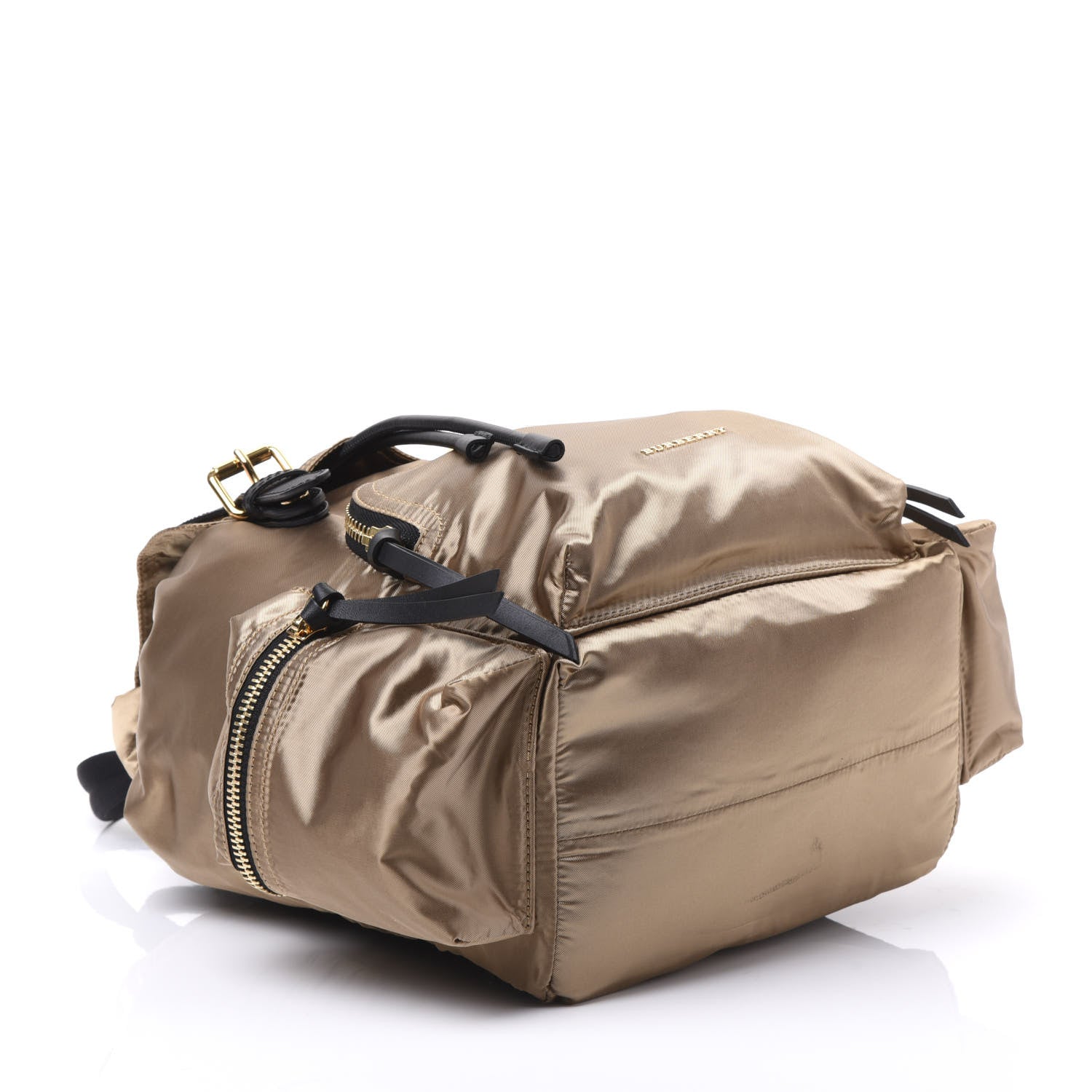 Burberry Metallic Satin Nylon Medium Rucksack Backpack Gold 3 of 8