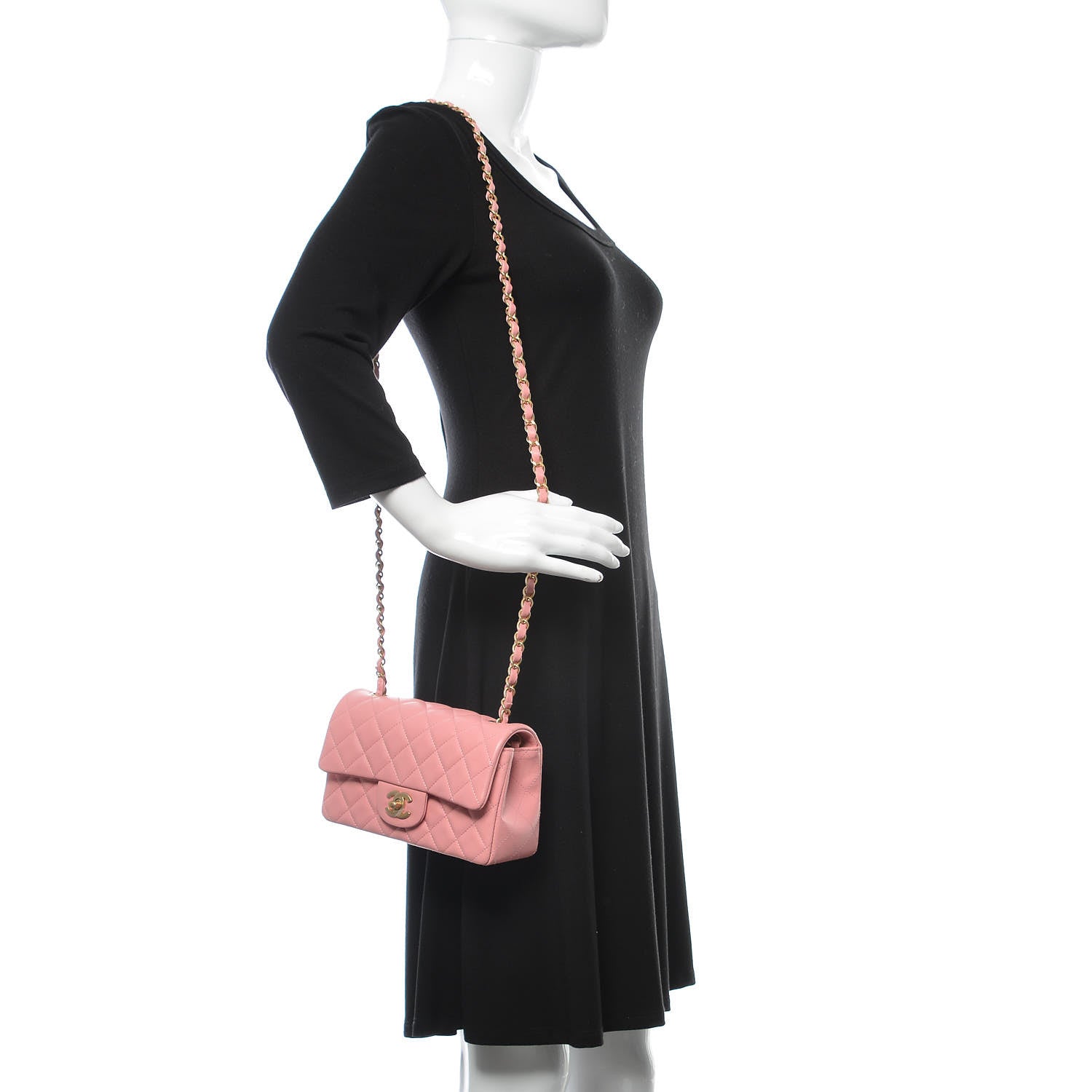 Chanel Lambskin Quilted Mini Rectangular Flap Pink 2 of 10