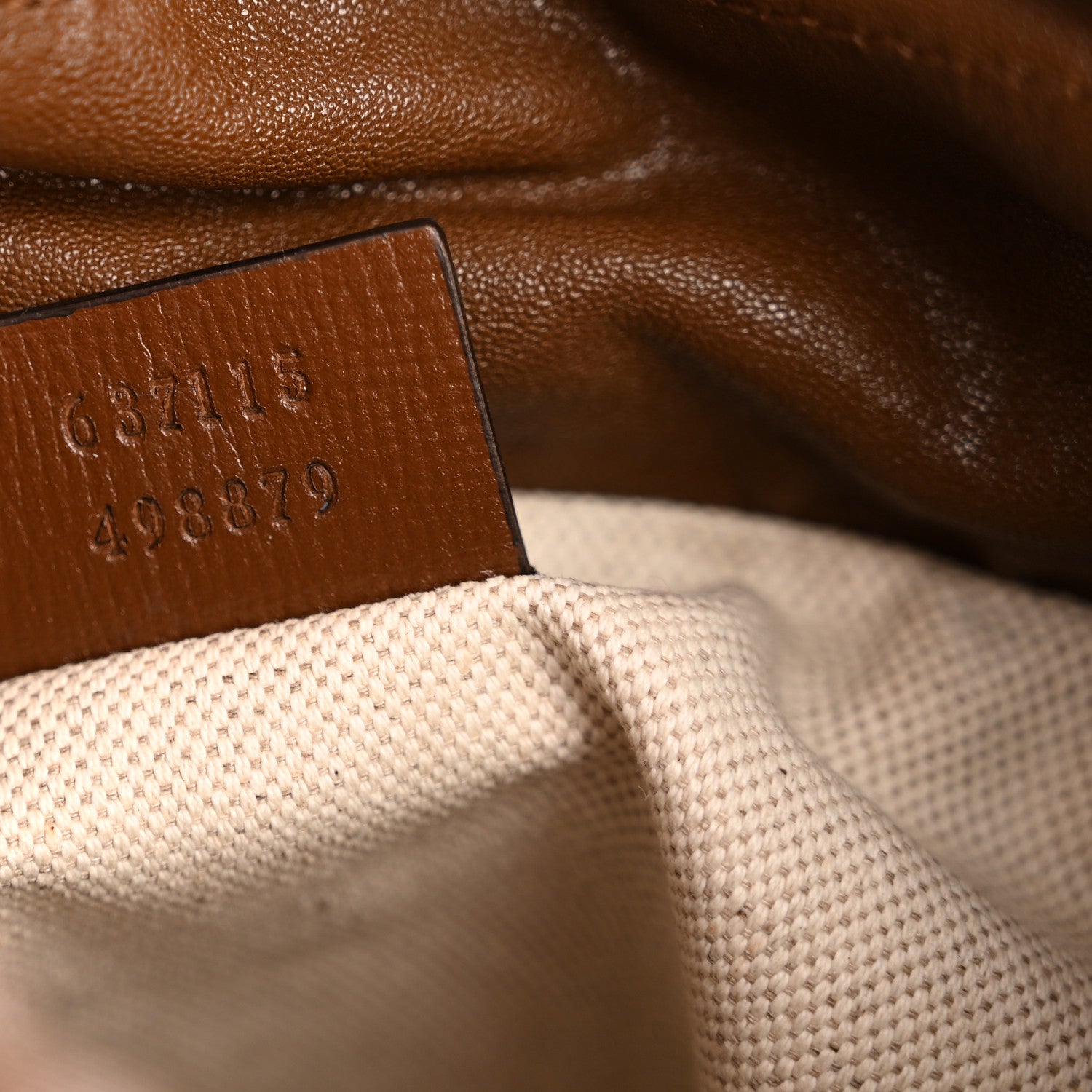 Gucci GG Supreme Monogram Azalea Sakai Calfskin Small Horsebit 1955 Drawstring Bucket Bag Beige Ebony Brown Sugar 7 of 12