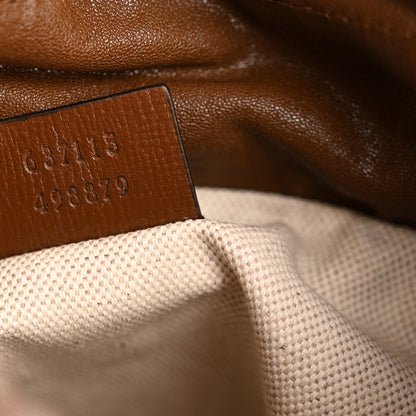 Gucci GG Supreme Monogram Azalea Sakai Calfskin Small Horsebit 1955 Drawstring Bucket Bag Beige Ebony Brown Sugar 7 of 12