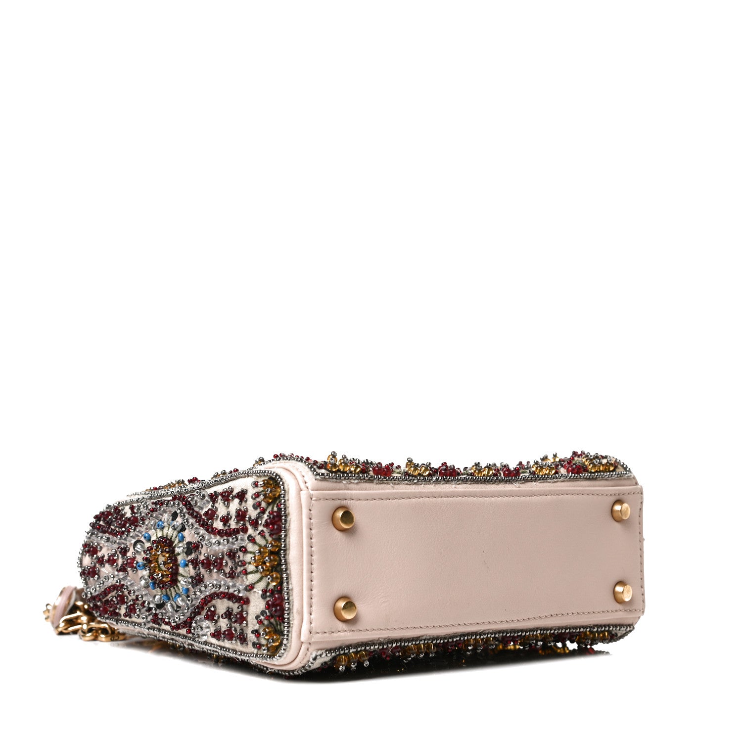 Christian Dior Calfskin Beaded Mini Lady Dior Beige Multicolor 5 of 14