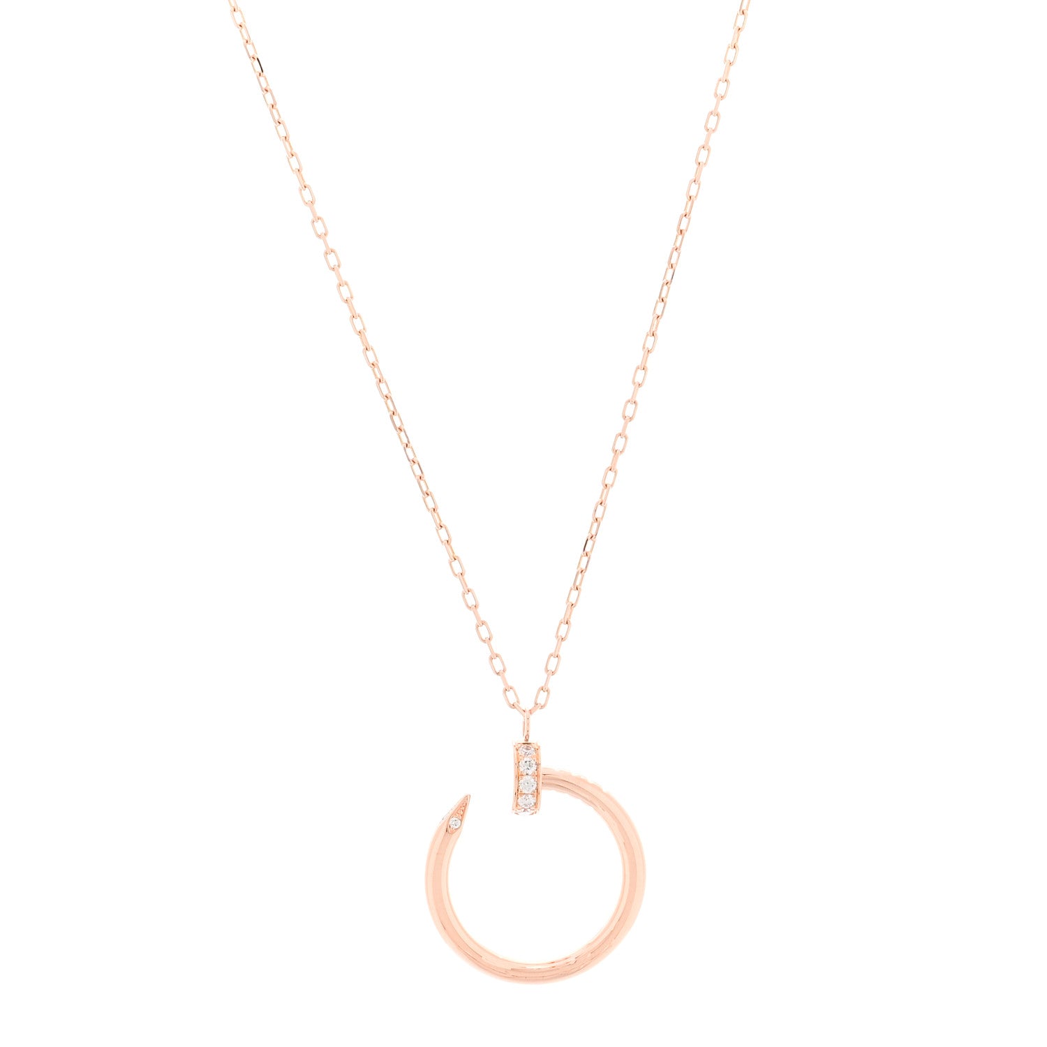 Cartier 18K Pink Gold Diamond Juste Un Clou Pendant Necklace 1 of 5