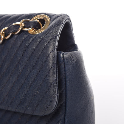 Chanel Calfskin Surpique Chevron Small Flap Navy 13 of 20
