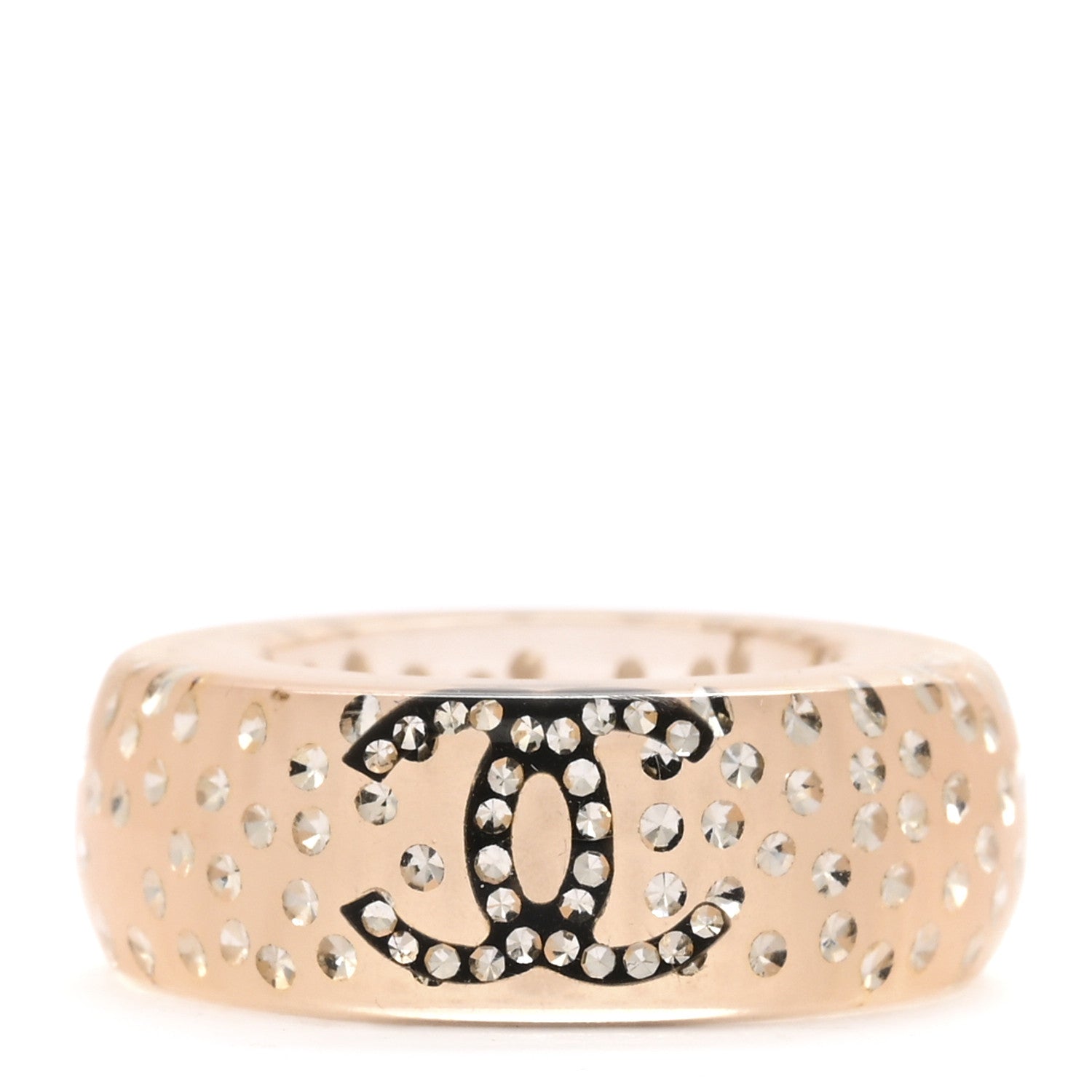 Chanel Lucite Crystal CC Ring 1 of 4