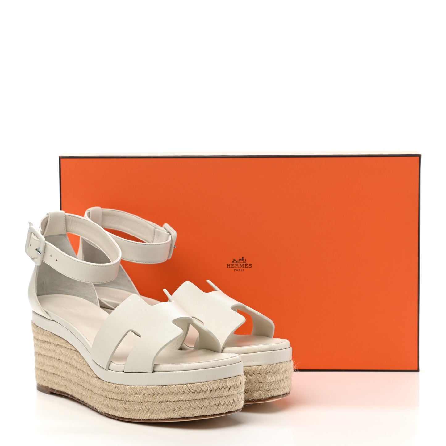Goatskin Elda Espadrille Wedge Sandals 39 White