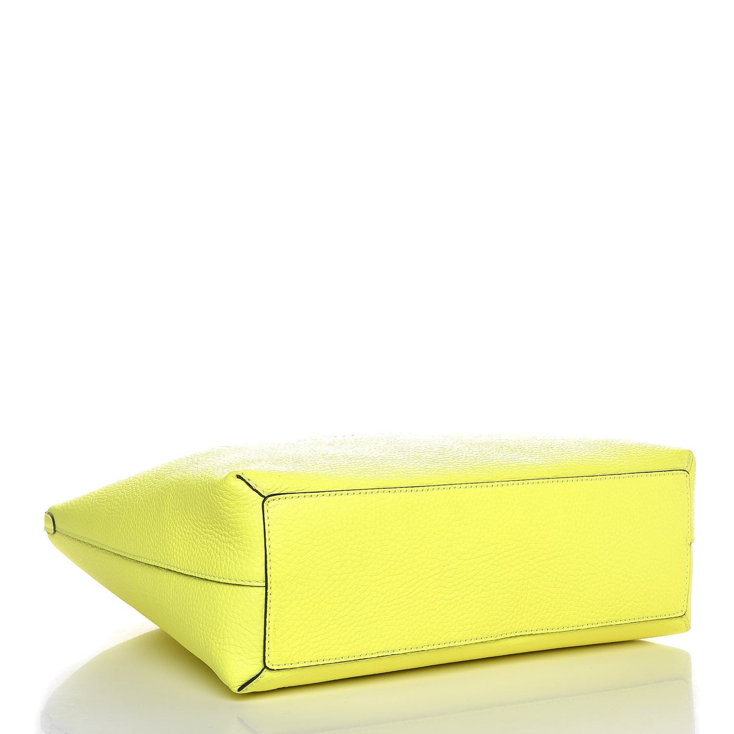 Grainy Calfskin Remington Tote Neon Yellow