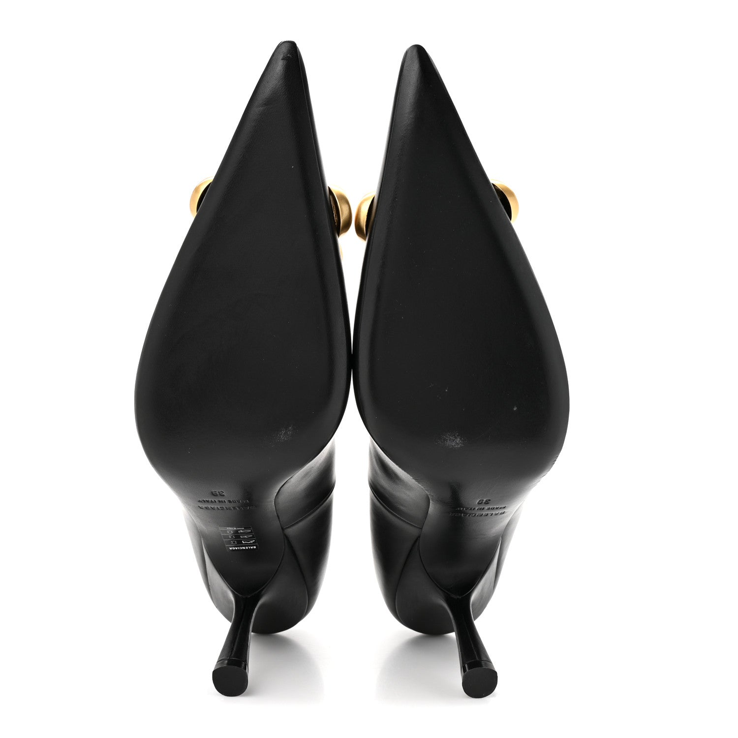 Balenciaga Shiny Soft Calfskin BB Flex 90mm Pumps 39 Black Gold 6 of 9