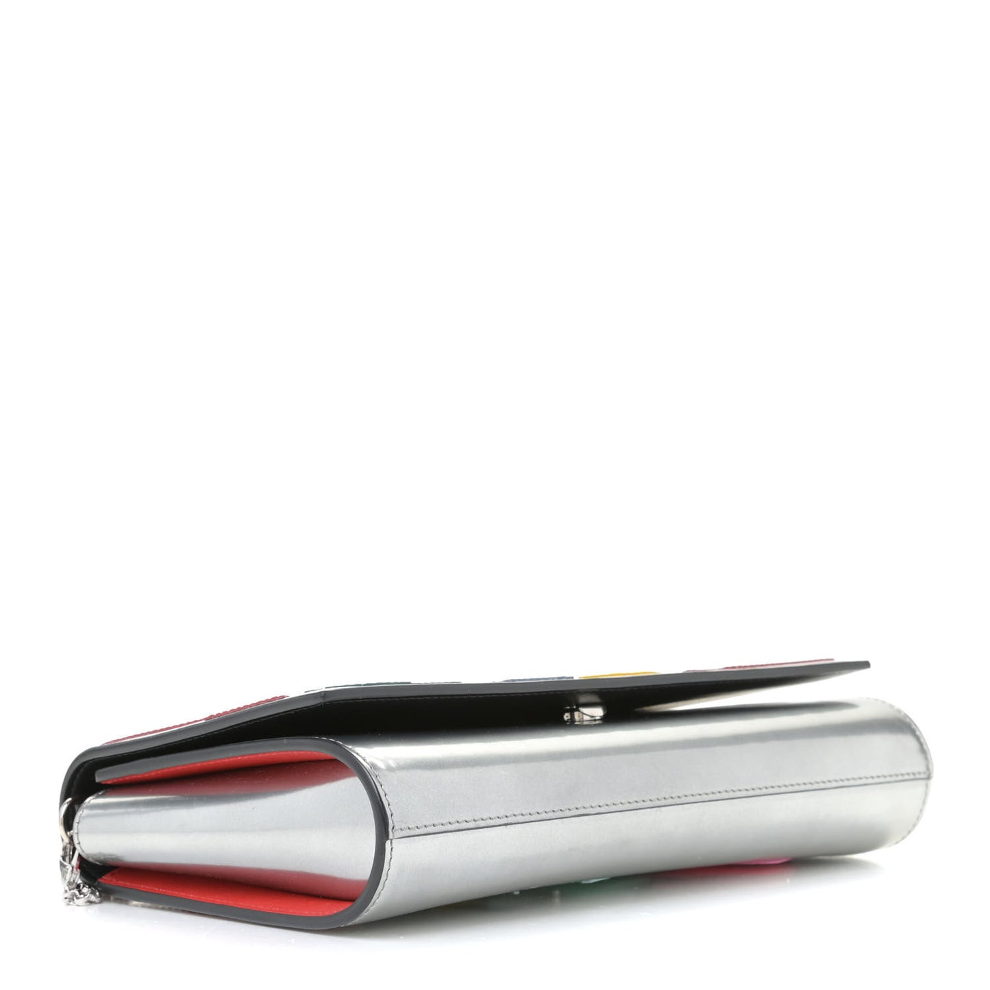 Metallic Patent Paloma Clutch Silver Multicolor