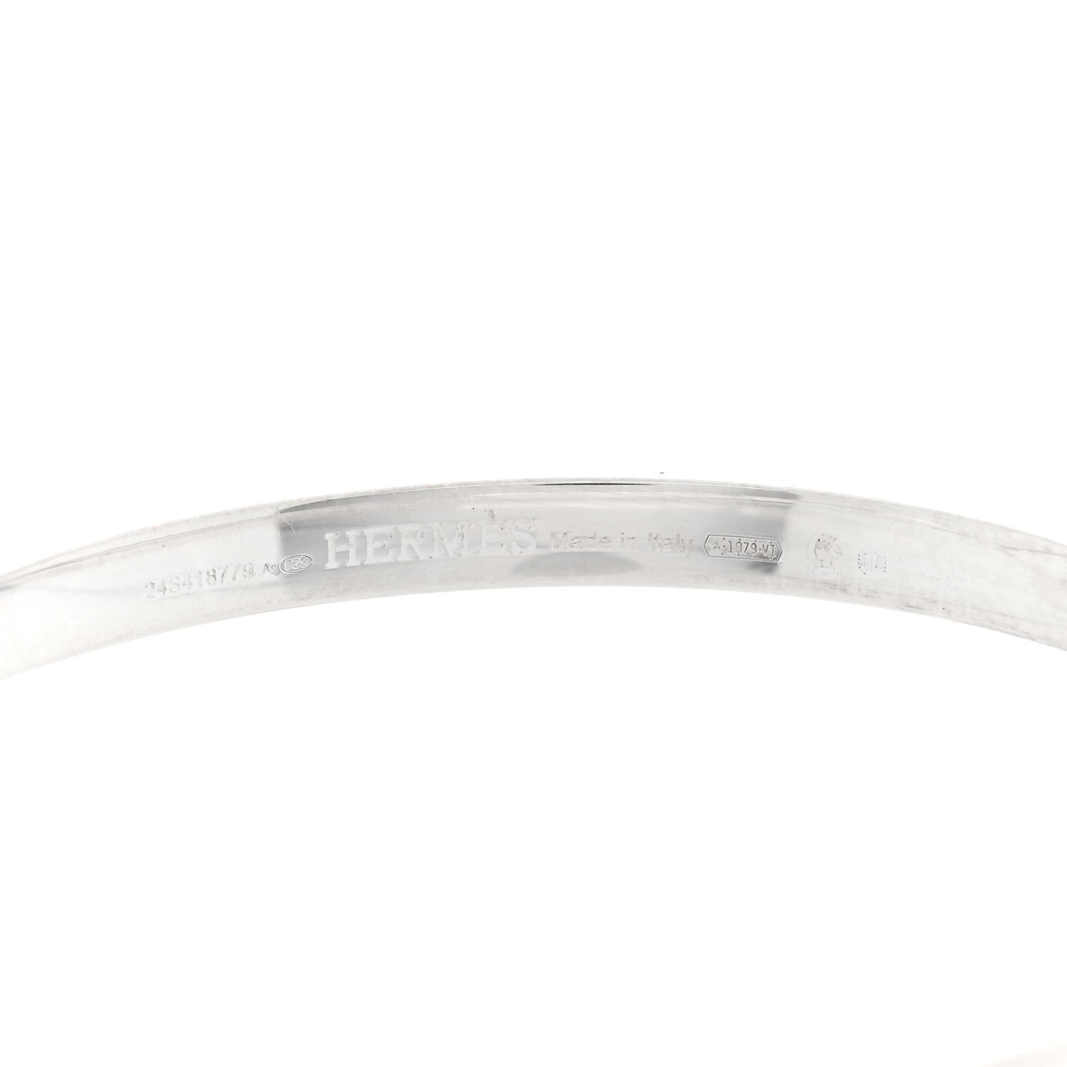 Hermes Sterling Silver Mini Clous Hoop Earrings 4 of 5