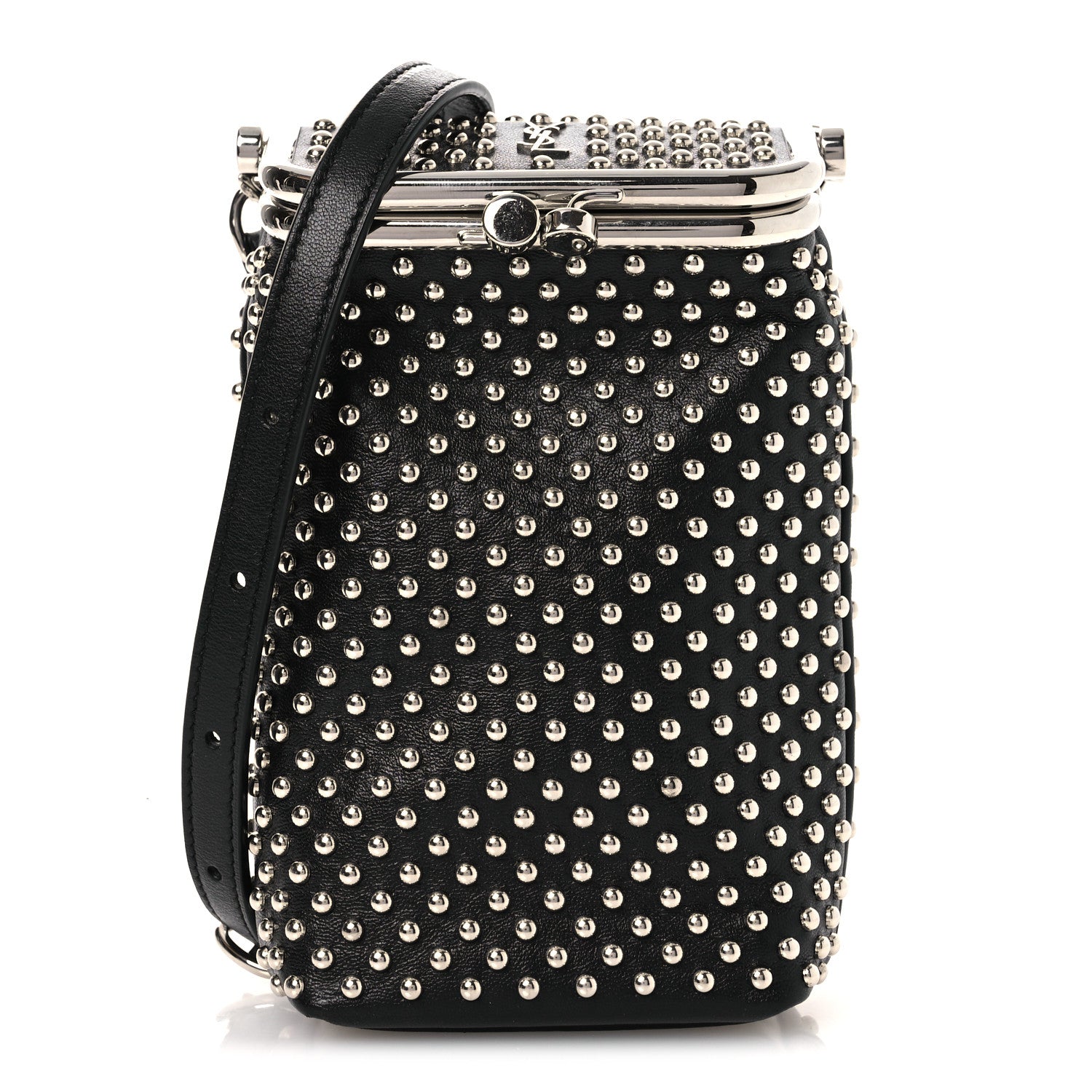 Saint Laurent Lambskin Studded Small Sac Charniere Black 1 of 11