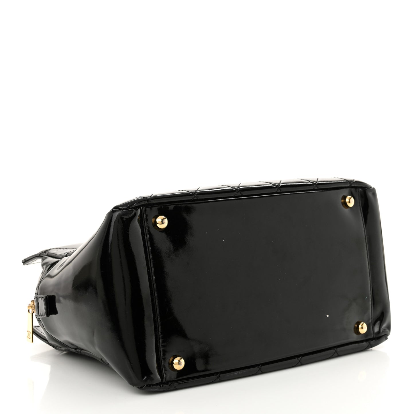 Patent Quilted Petit Timeless Tote PTT Black