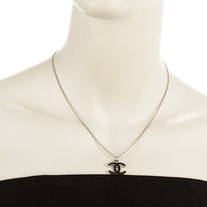 Chanel Enamel CC Necklace Black Silver 2 of 5
