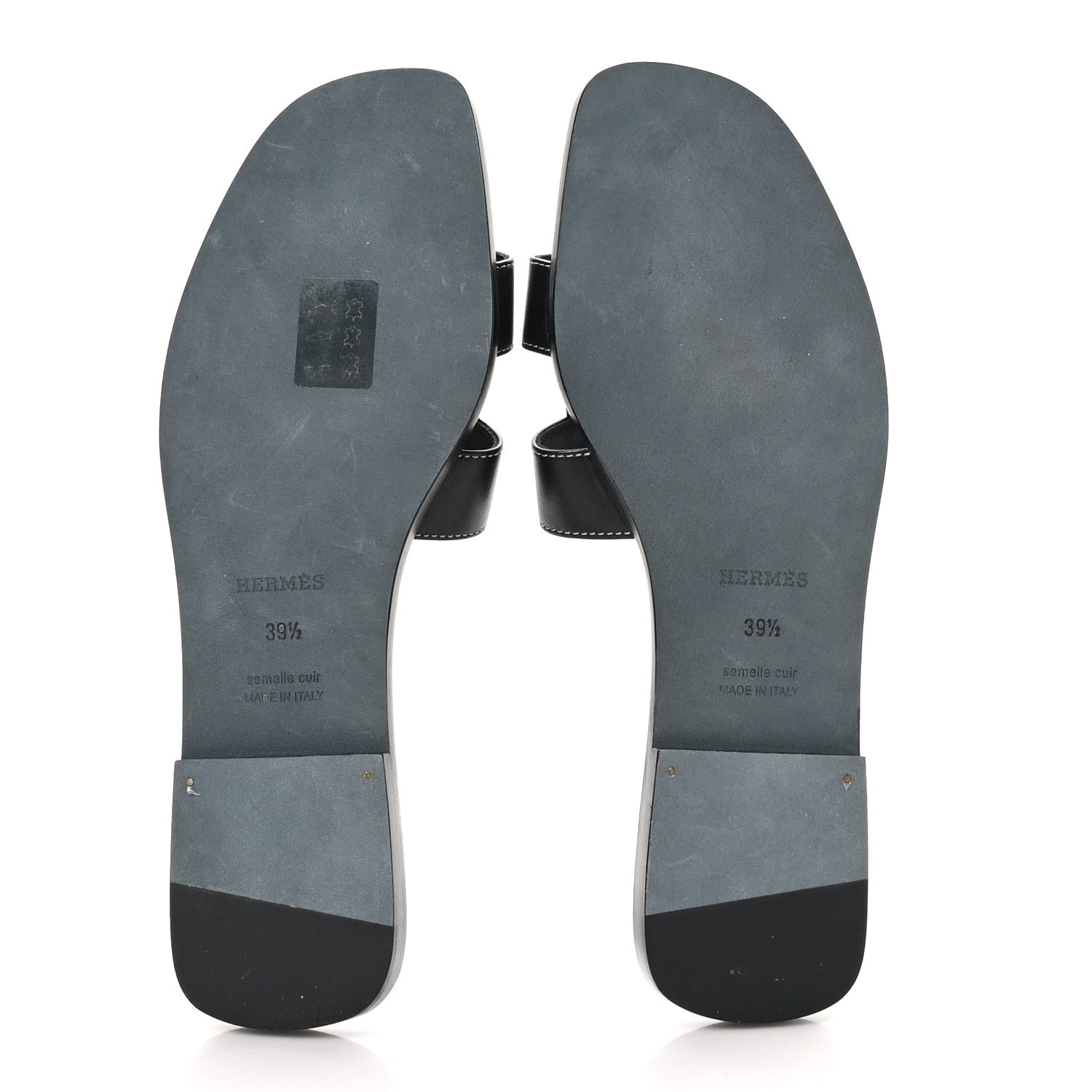 Hermes Box Calfskin Oran Sandals 39.5 Black 6 of 9