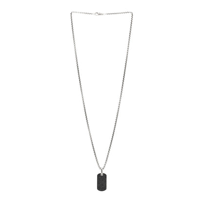 David Yurman Sterling Silver Black Diamond 27mm Chevron Dog Tag Necklace 3 of 5