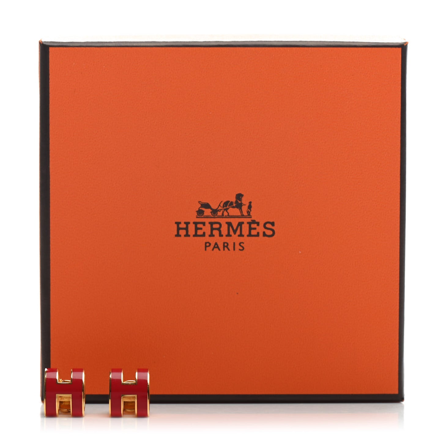 Gold Lacquered Pop H Earrings Rouge Corail