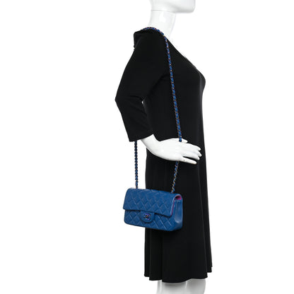 Chanel Lambskin Quilted Mini Rectangular Flap Blue Purple 2 of 11