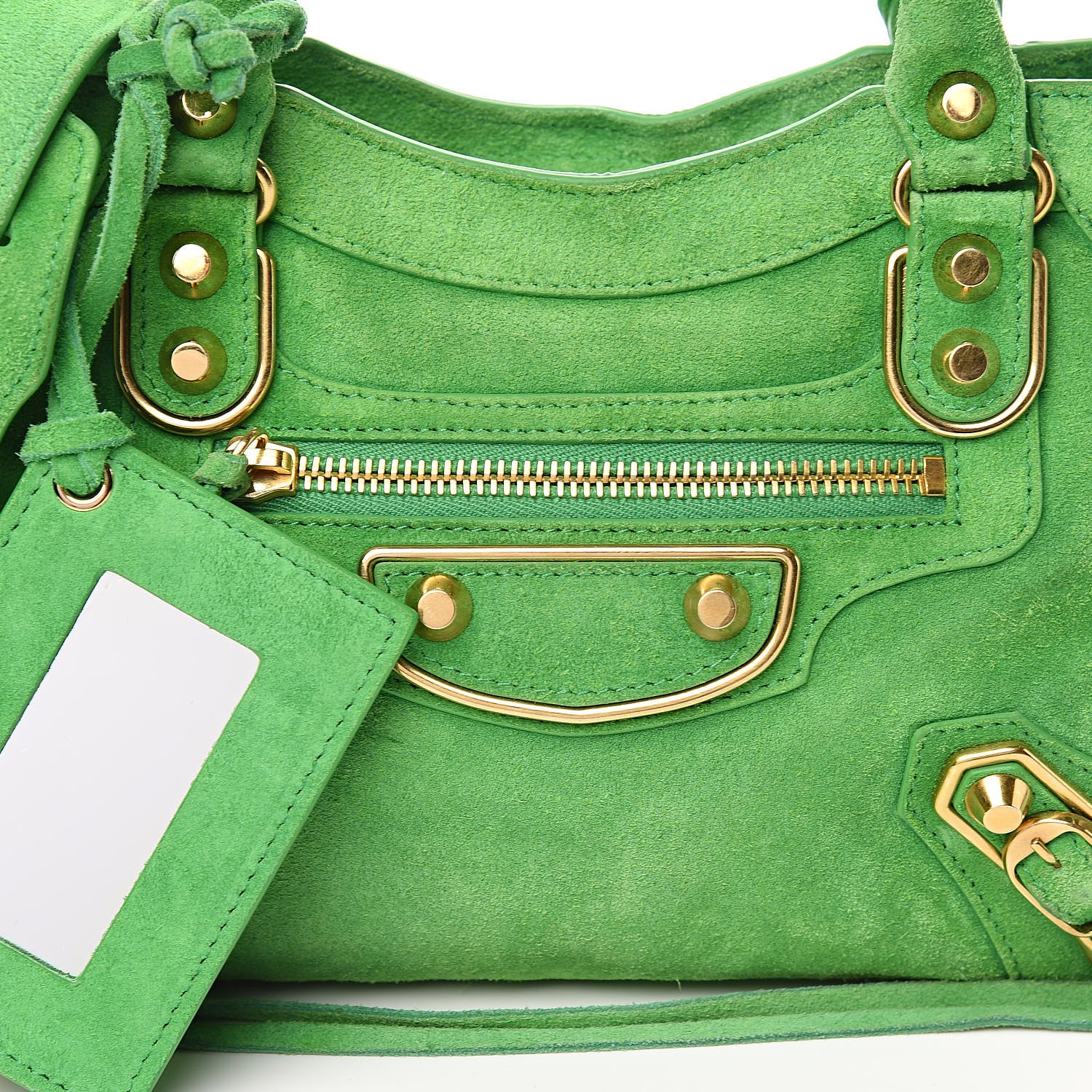 Balenciaga Baby Daim Suede Gold Metallic Edge Hardware Mini City Vert Fluo 10 of 10