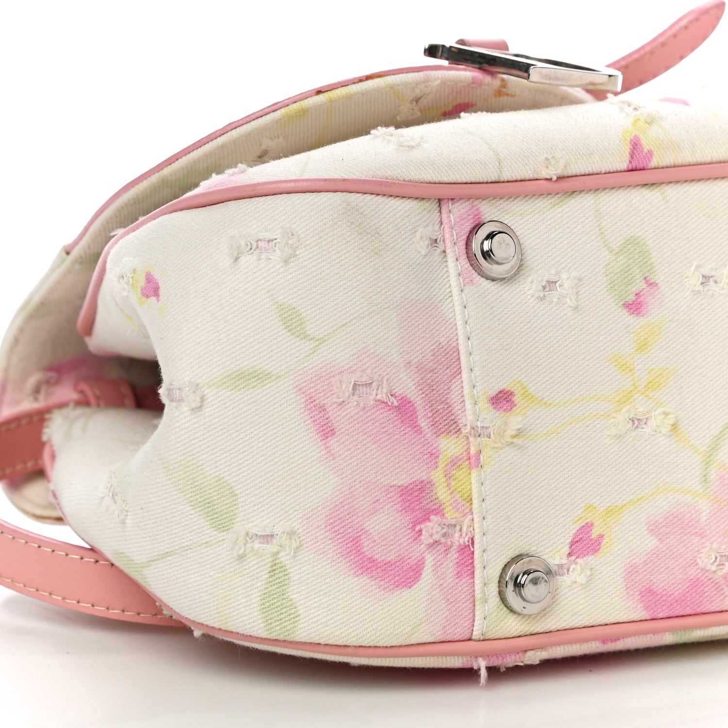 Christian Dior Canvas Floral Top Handle Saddle Bag Pink 8 of 9