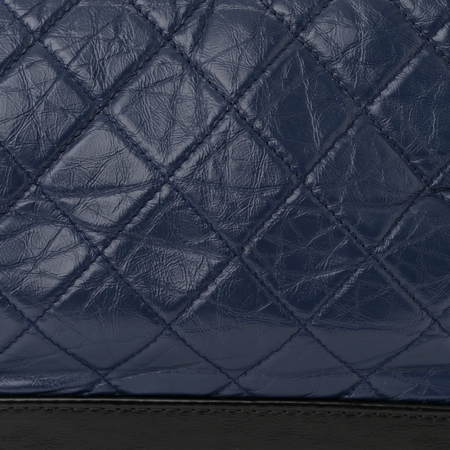 Aged Calfskin Quilted Medium Gabrielle Hobo Navy Black