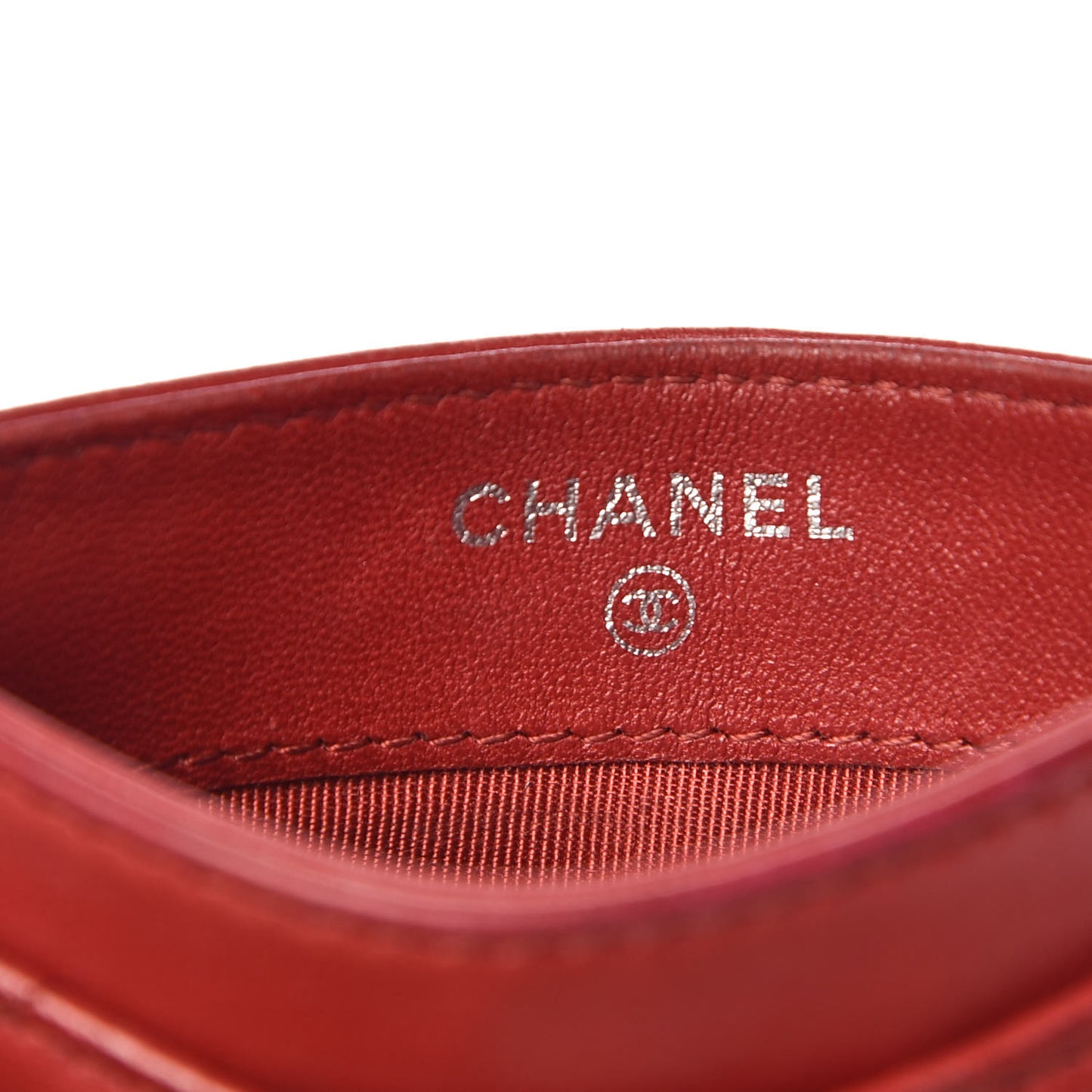 Lambskin Quilted Card Holder Red