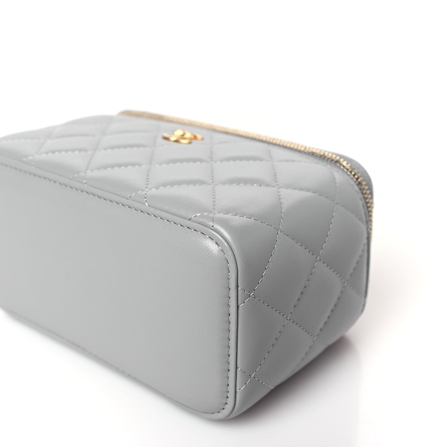 Chanel Lambskin Quilted Small Pearl Crush Vanity Case With Chain Grey 9 of 10
