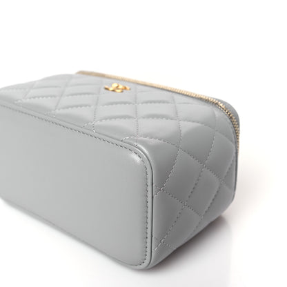 Chanel Lambskin Quilted Small Pearl Crush Vanity Case With Chain Grey 9 of 10