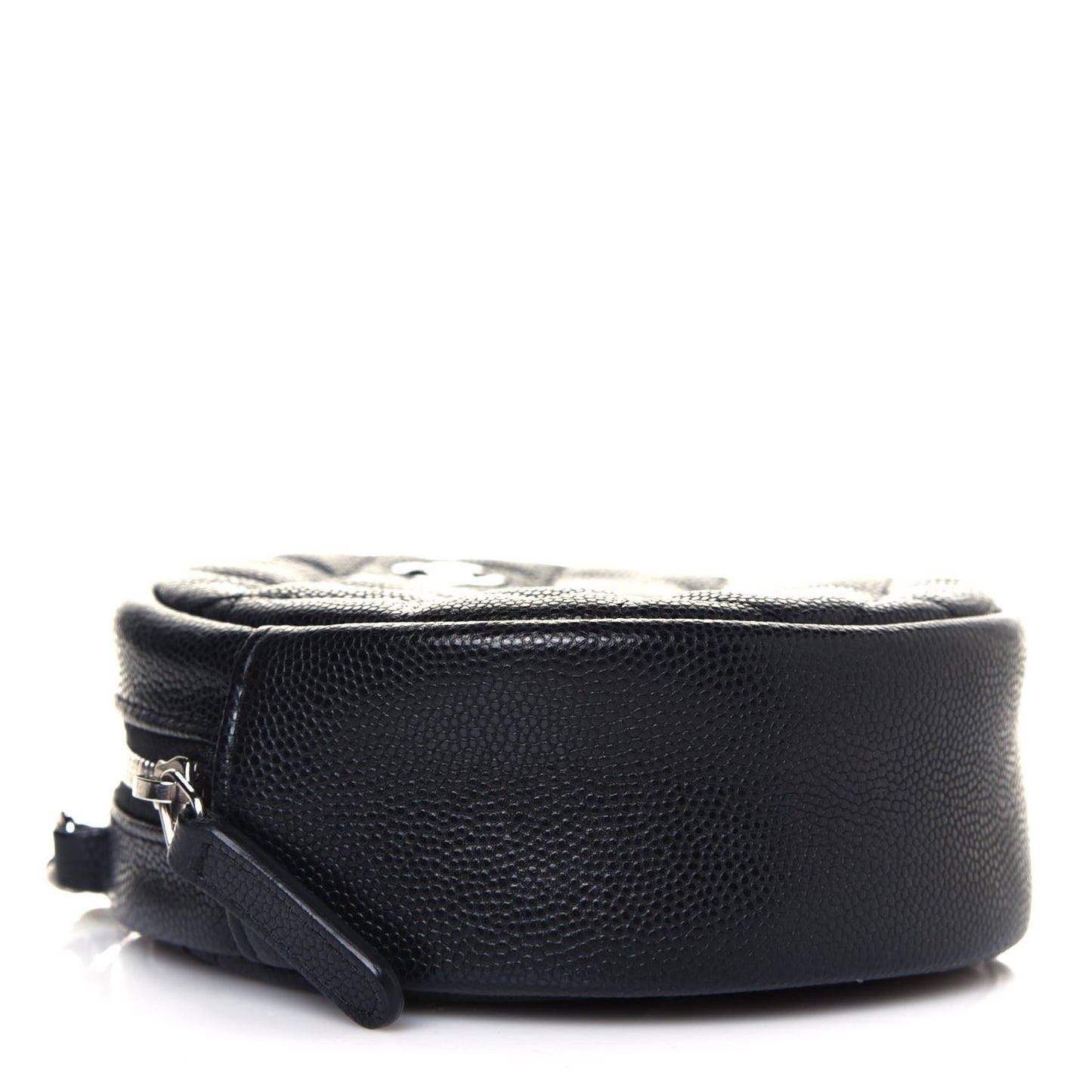 Caviar Quilted Round Clutch With Chain Black