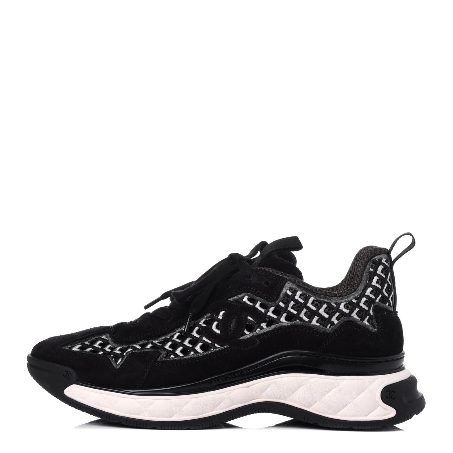 Suede Calfskin Embroidered CC Sneakers 39 Black