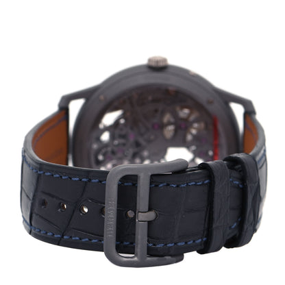 Hermes Platinum Titanium Alligator 39.5mm Slim d'Hermes Squelette Lune Automatic Watch Graphite 3 of 5
