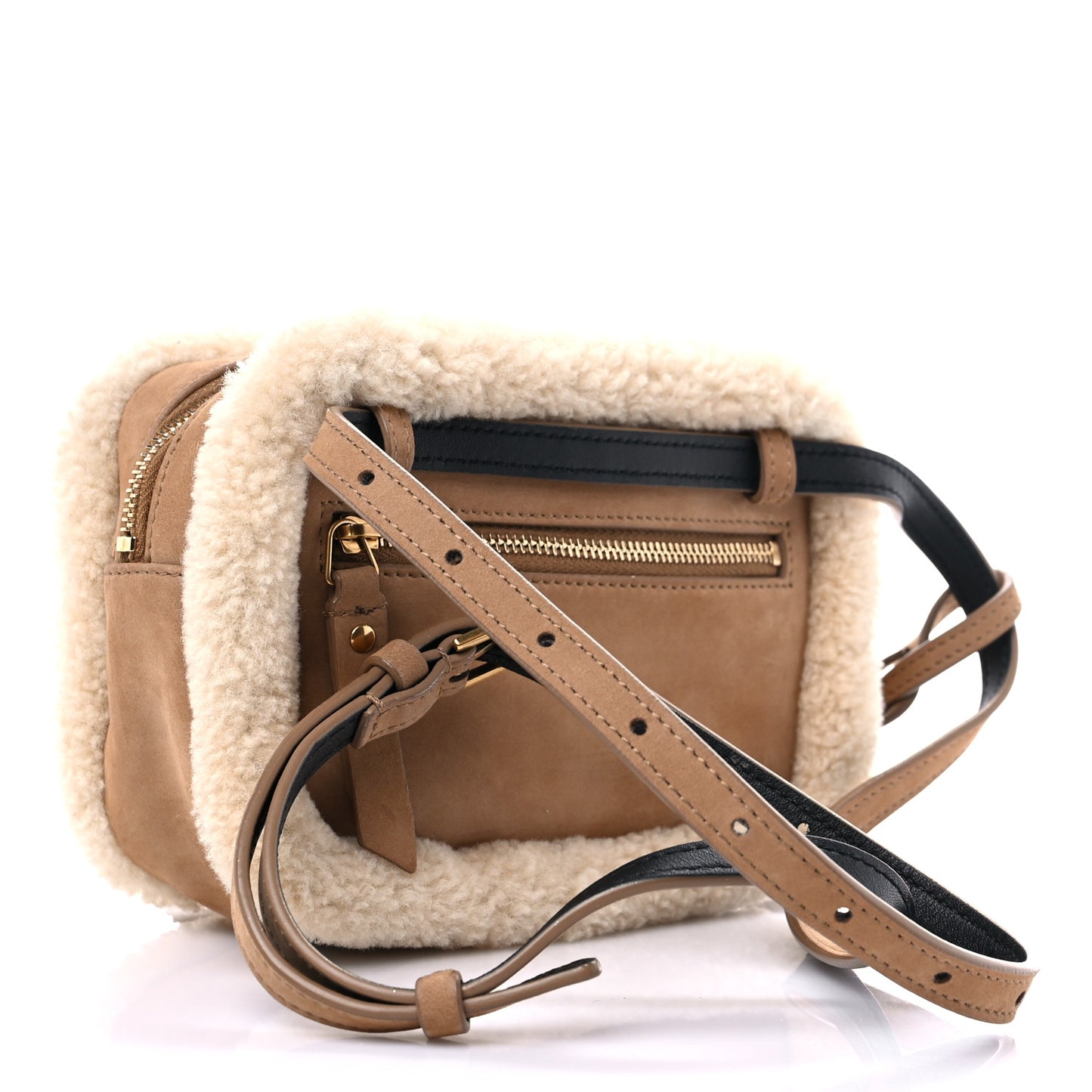Suede Shearling Lou Belt Bag Natural Tan