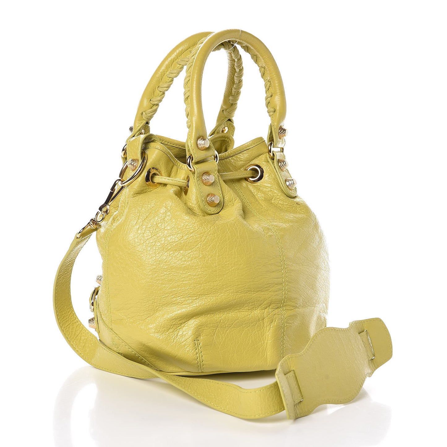 Agneau Giant 12 Gold Hardware Mini Pompon Jaune Poussin