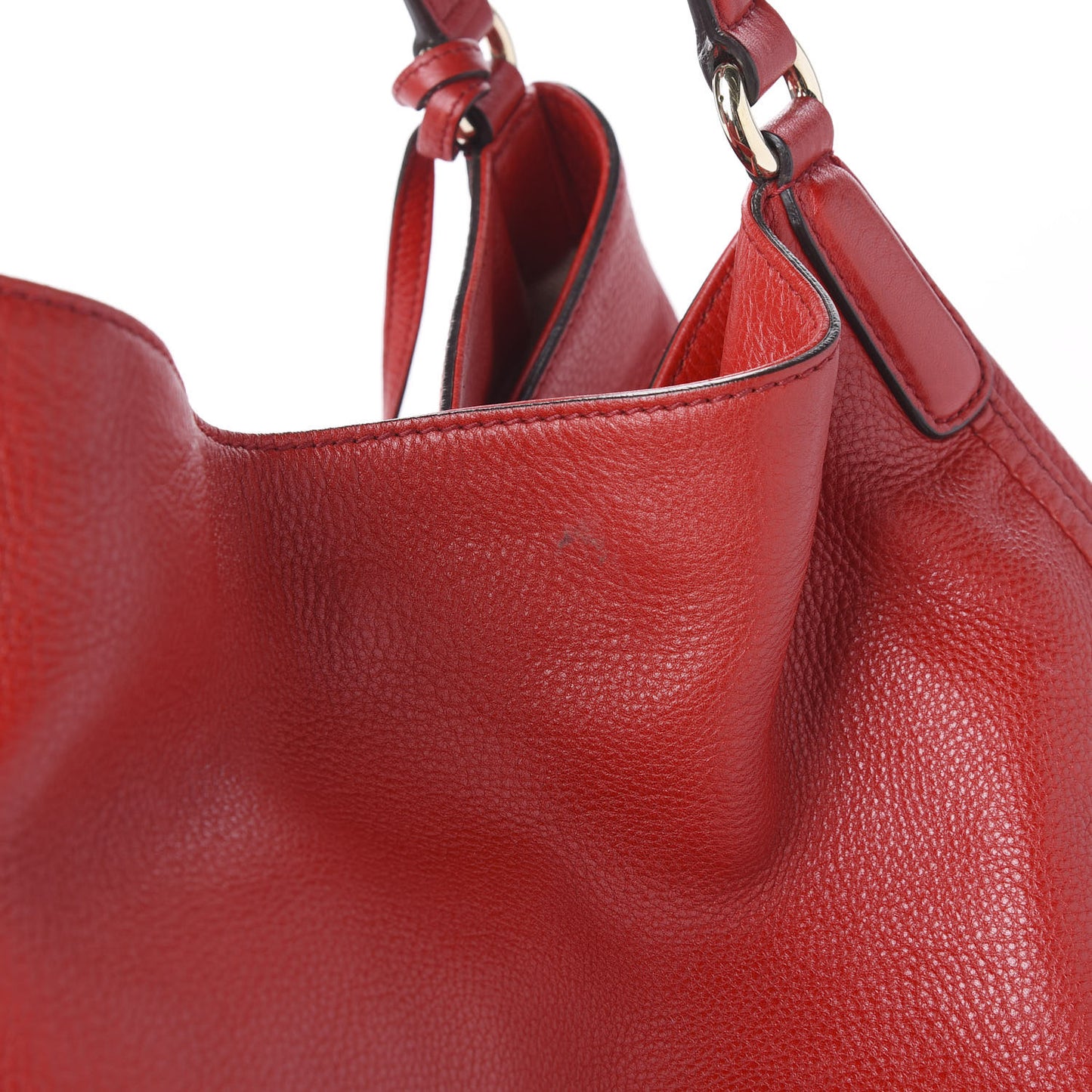 Pebbled Calfskin Large Soho Shoulder Bag Red