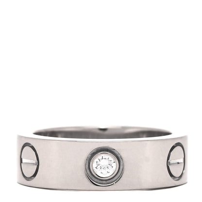 Cartier 18K White Gold 3 Diamond 5.5mm LOVE Ring 47 4 1 of 6