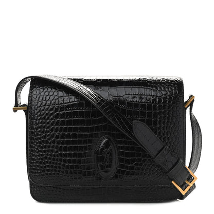 Saint Laurent Patent Crocodile Embossed Calfskin Le 61 Shoulder Bag Black 1 of 9