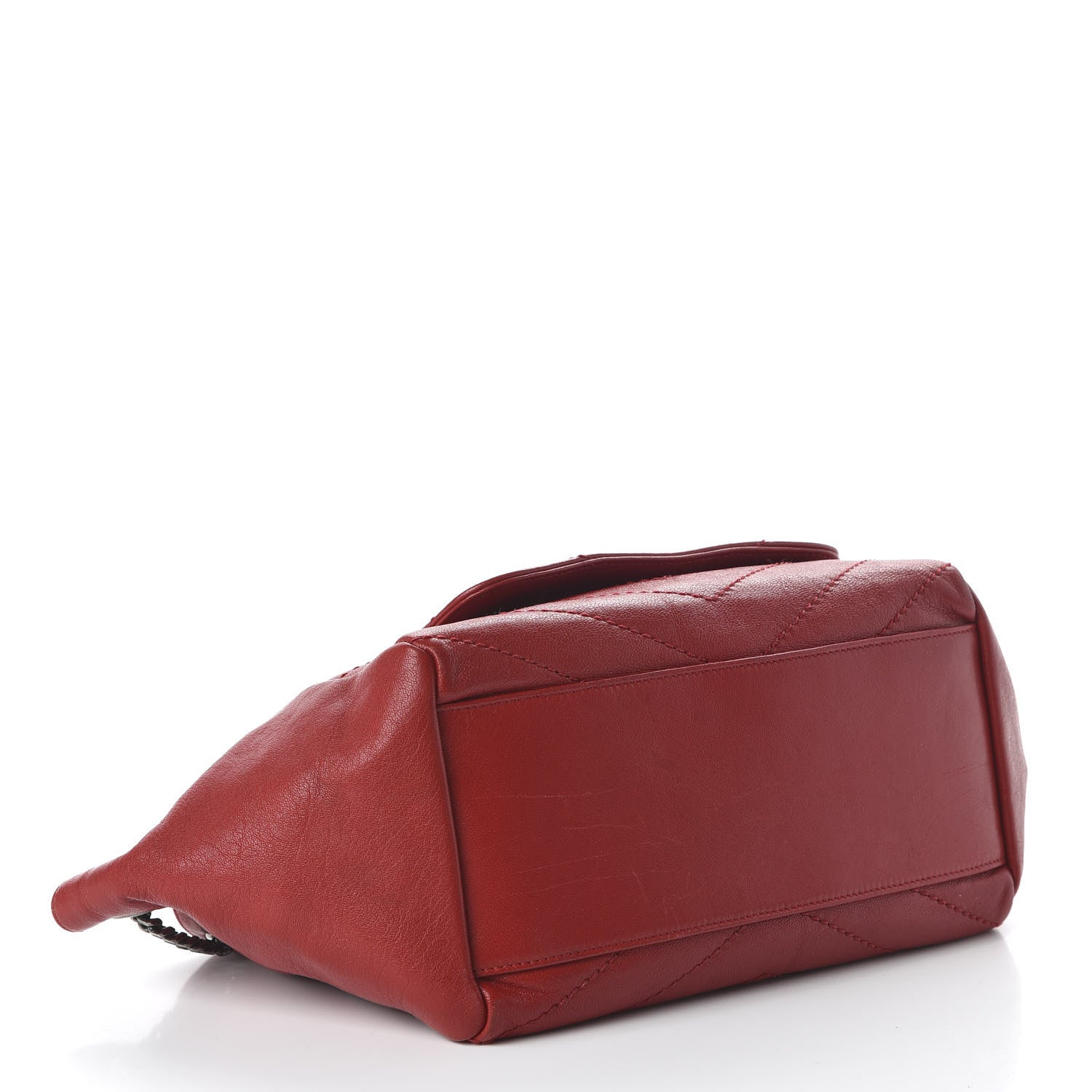 Saint Laurent Pebbled Lambskin Chevron Monogram Small Nolita Rouge 4 of 9