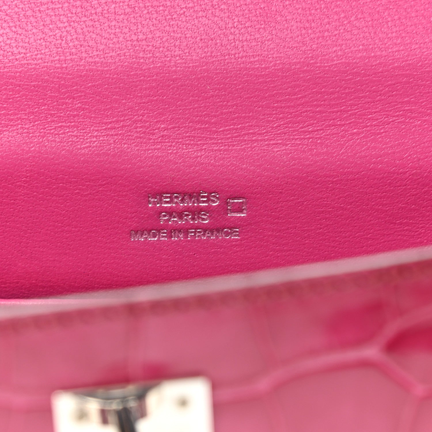 Hermes Shiny Alligator Kelly Pochette Fuchsia 6 of 12